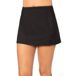 NEW SHAPE SOLVER plus size side slit swim skirt in black